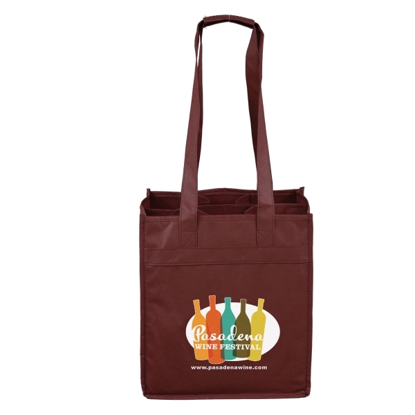 10"W x 11"H x 7"Gusset - "THE SONOMA" 6 Bottle Wine Tote Bag - 10"W x 11"H x 7"Gusset - "THE SONOMA" 6 Bottle Wine Tote Bag - Image 1 of 3