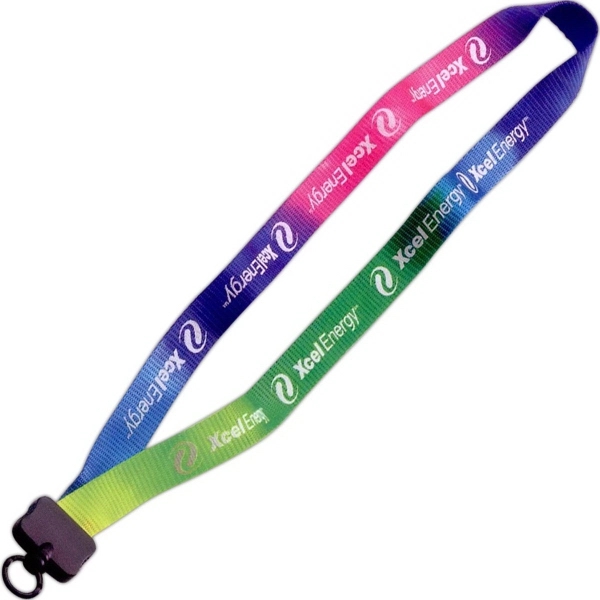 Custom 3/4" Tie Dye Lanyard with Plastic Clamshell & O-Ring