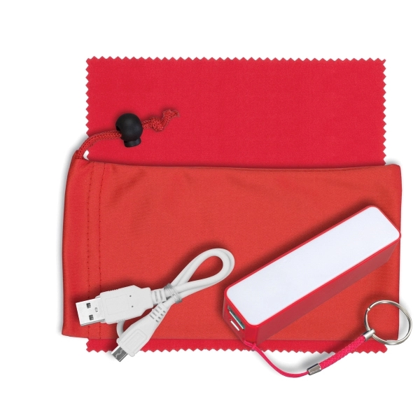 Custom TechBank Mobile Power Bank Accessory Kit in Microfiber Pouch