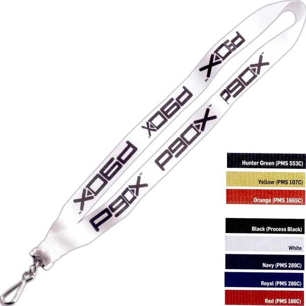 3/4" Polyester Sewn Lanyard with Silver Snap Hook - 3/4" Polyester Sewn Lanyard with Silver Snap Hook - Image 0 of 6