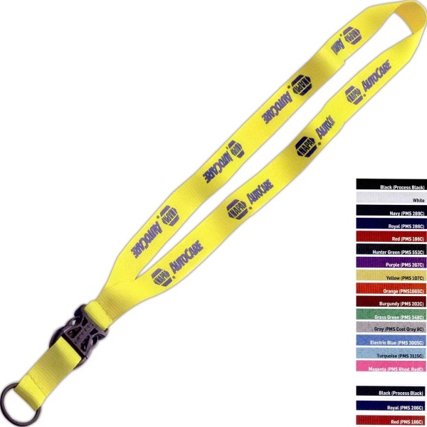 3/4" Polyester Lanyard w/ Slide Buckle Release & Split-Ring