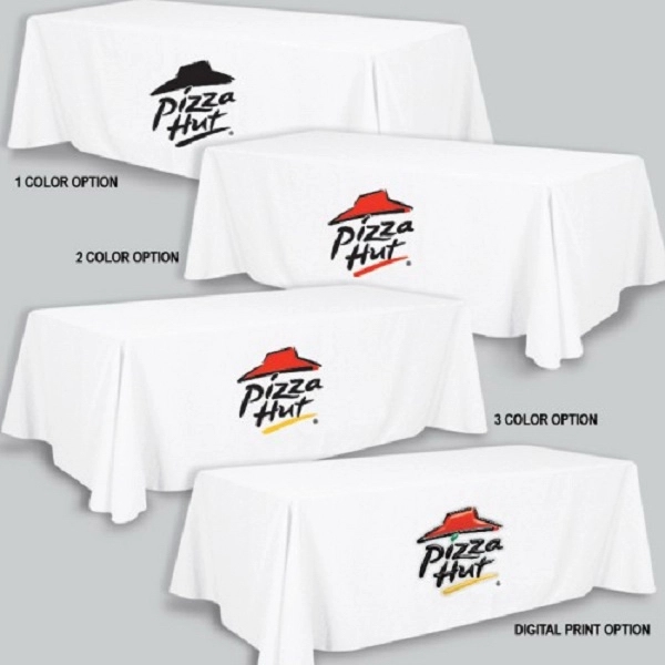 6' Stock Poly Table Throw with Imprint (Front Panel) - 6' Stock Poly Table Throw with Imprint (Front Panel) - Image 1 of 3