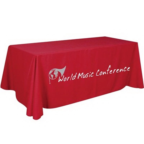 6' Stock Poly Table Throw with Imprint (Front Panel) - 6' Stock Poly Table Throw with Imprint (Front Panel) - Image 0 of 3