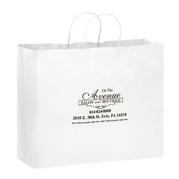 White Kraft Paper Shopper Bag - Flexo Ink - White Kraft Paper Shopper Bag - Flexo Ink - Image 0 of 1