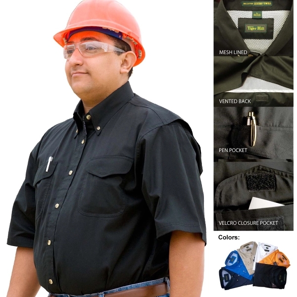 Vented Back Mesh Short Sleeve Twill Shirt - Vented Back Mesh Short Sleeve Twill Shirt - Image 0 of 0