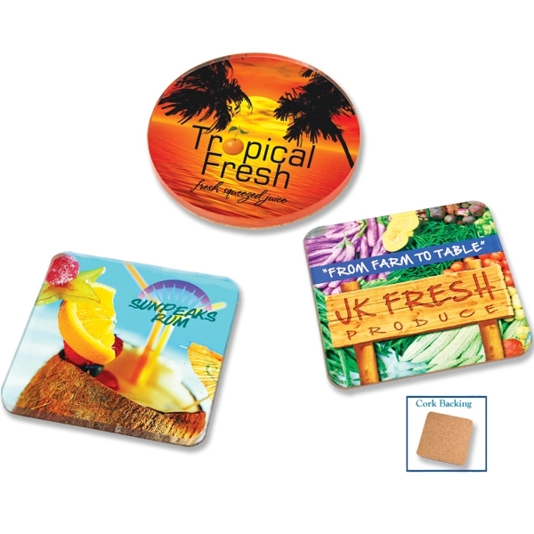 Custom Acrylic Drink Coasters- cork back - Custom Acrylic Drink Coasters- cork back - Image 0 of 3