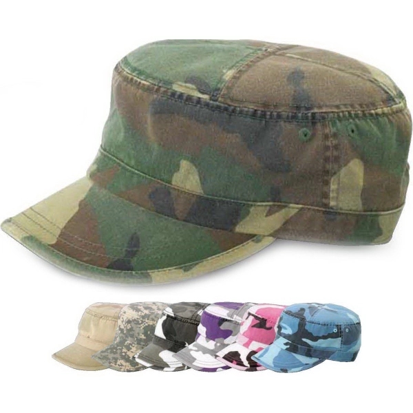 Camouflage Enzyme Washed Cotton Twill Army Cap - Camouflage Enzyme Washed Cotton Twill Army Cap - Image 0 of 5