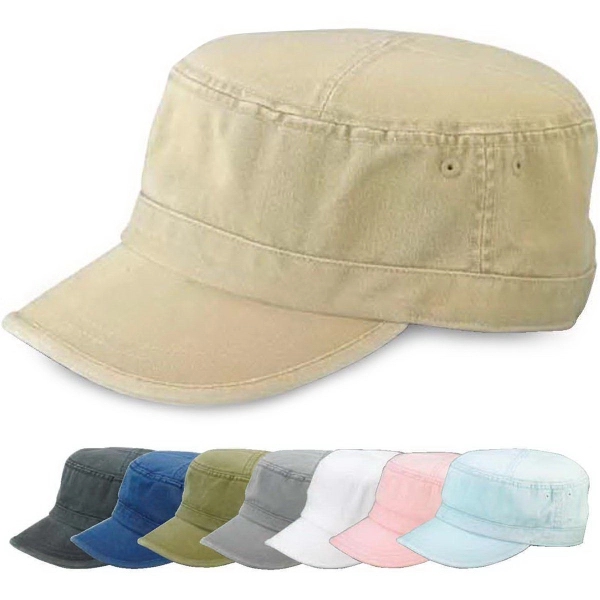 Enzyme Washed Cotton Twill Army Cap - Enzyme Washed Cotton Twill Army Cap - Image 0 of 7