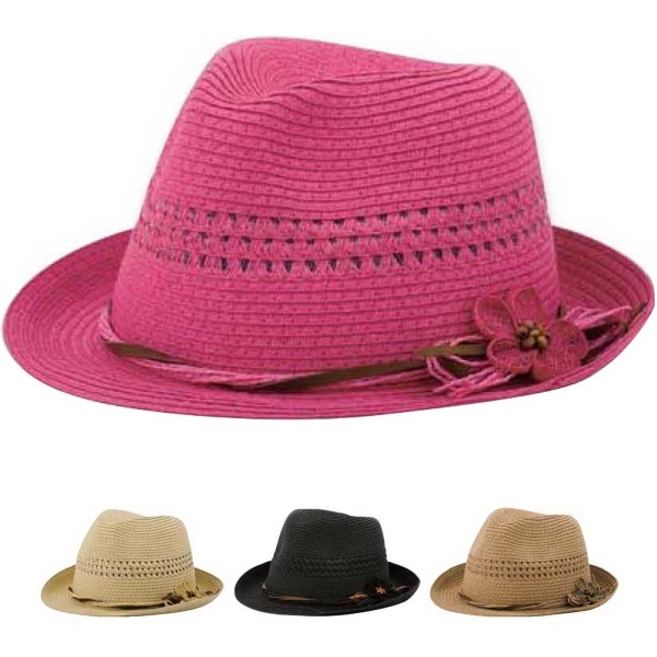 Ladies' Toyo Braid Fedora Hat - Ladies' Toyo Braid Fedora Hat - Image 0 of 4