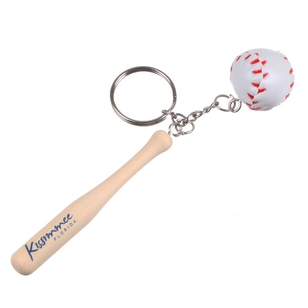 Baseball & Bat Keychain | Plum Grove