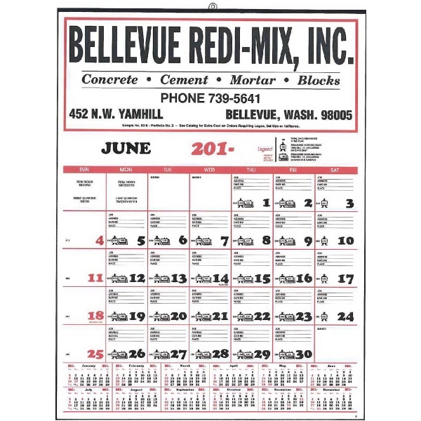 Contractor's 12-Sheet Calendar - Contractor's 12-Sheet Calendar - Image 0 of 0