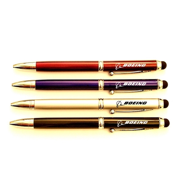 Blue & Black Ink Metal Pen with Stylus - Blue & Black Ink Metal Pen with Stylus - Image 0 of 4