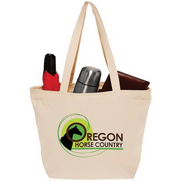 Cotton Canvas Totes with Zipper Closure - Cotton Canvas Totes with Zipper Closure - Image 1 of 3