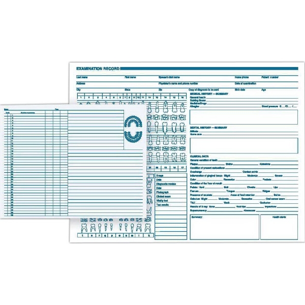Dental Exam Record, Anatomic Diagrams, Horizontal Format - Dental Exam Record, Anatomic Diagrams, Horizontal Format - Image 1 of 1