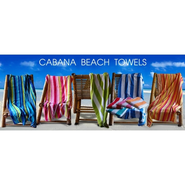 30x60 Terry Velour Cabana Stripe Beach Towels - 30x60 Terry Velour Cabana Stripe Beach Towels - Image 0 of 17