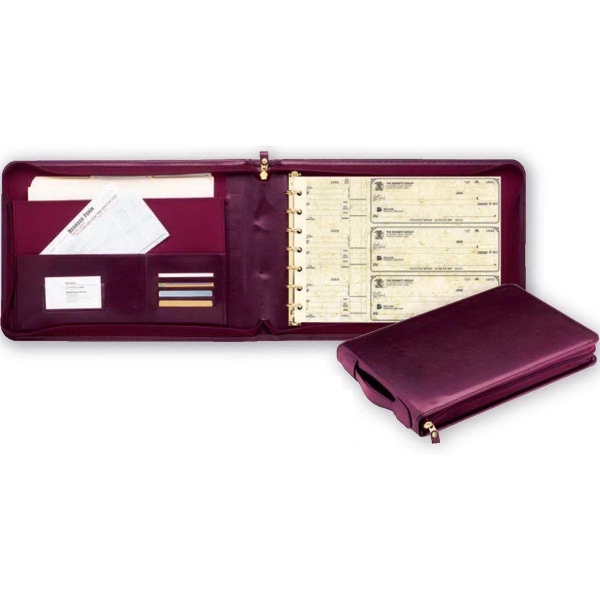 Custom 3-On-A-Page Zippered Leather-Like Urethane Portfolio