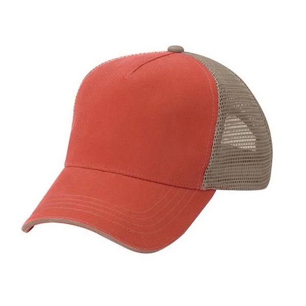 5 Panel Washed Twill Front  Soft Mesh Back Cap - 5 Panel Washed Twill Front  Soft Mesh Back Cap - Image 1 of 21