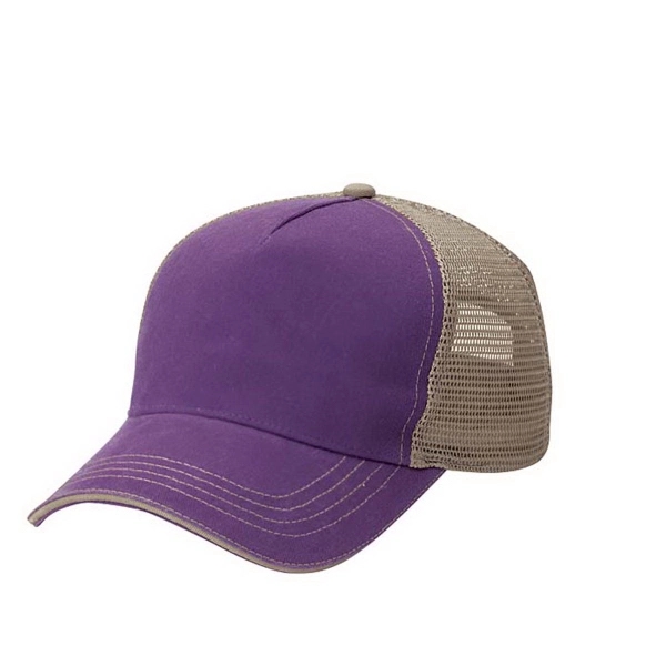 5 Panel Washed Twill Front  Soft Mesh Back Cap - 5 Panel Washed Twill Front  Soft Mesh Back Cap - Image 2 of 21