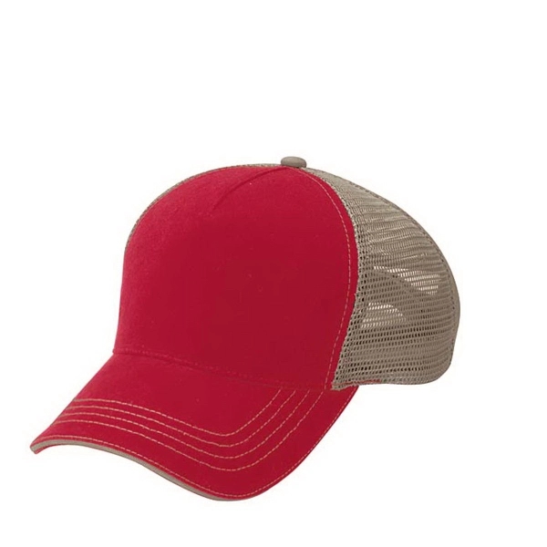 5 Panel Washed Twill Front  Soft Mesh Back Cap - 5 Panel Washed Twill Front  Soft Mesh Back Cap - Image 5 of 21