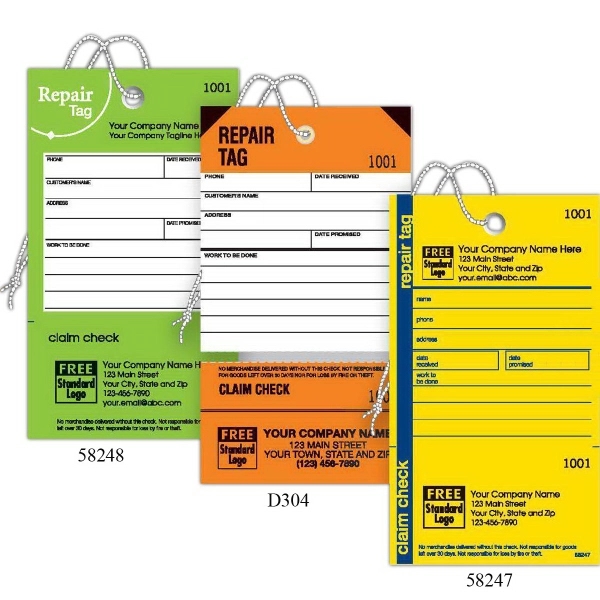 Repair Tag In Green W/White Fill-In Space 3.125 X 5.5 - Repair Tag In Green W/White Fill-In Space 3.125 X 5.5 - Image 1 of 1