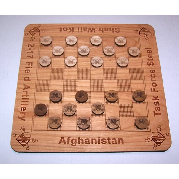 11" x 11" - Hardwood Game - Checkers Board and Pieces - 11" x 11" - Hardwood Game - Checkers Board and Pieces - Image 1 of 4