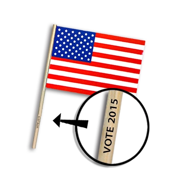 Plastic American Flag with custom direct pad printed stick - Plastic American Flag with custom direct pad printed stick - Image 0 of 0