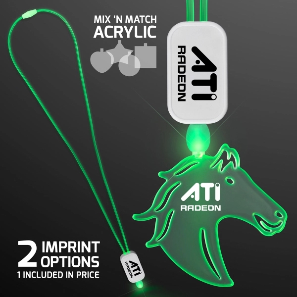LED Neon Lanyards with Acrylic Horse Pendant - LED Neon Lanyards with Acrylic Horse Pendant - Image 2 of 4