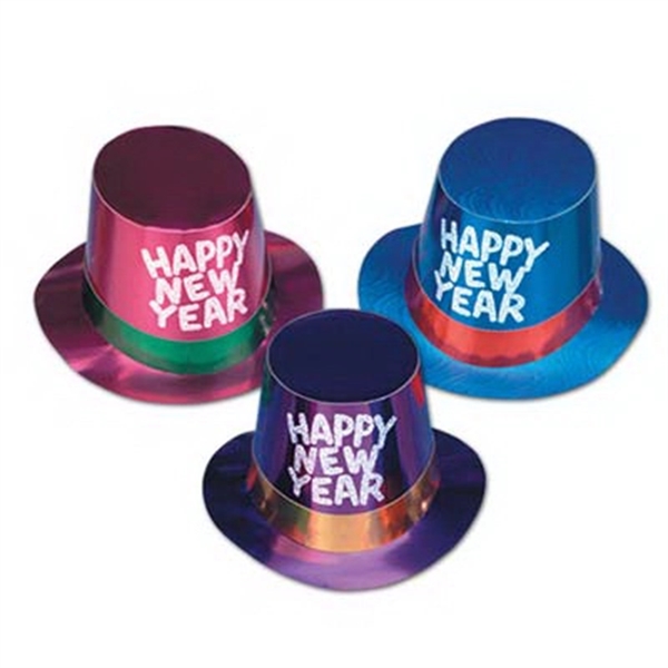 Assorted Foil Hi-Hats with Silver Glittered New Year - Assorted Foil Hi-Hats with Silver Glittered New Year - Image 0 of 0