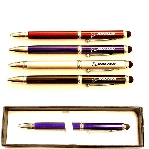 Blue & Black Ink Metal Pen with Stylus and Case - Blue & Black Ink Metal Pen with Stylus and Case - Image 0 of 4