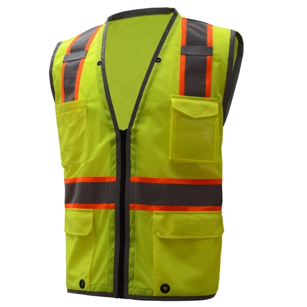 Class 2 Brilliant Heavy Duty Safety Vest - Lime - Class 2 Brilliant Heavy Duty Safety Vest - Lime - Image 2 of 3