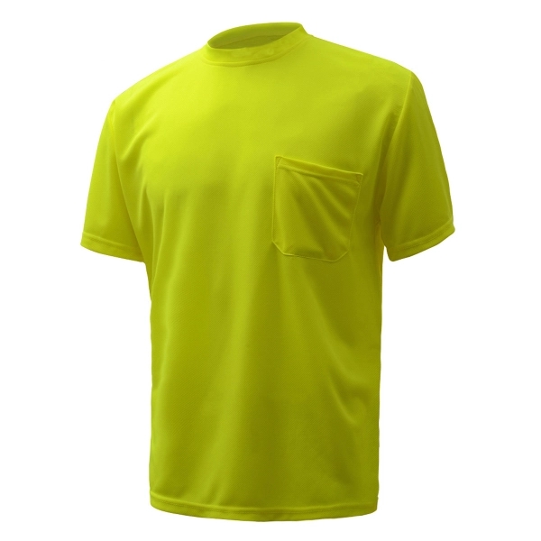 Short Sleeve Safety T-Shirt with Chest Pocket - Lime - Short Sleeve Safety T-Shirt with Chest Pocket - Lime - Image 0 of 3