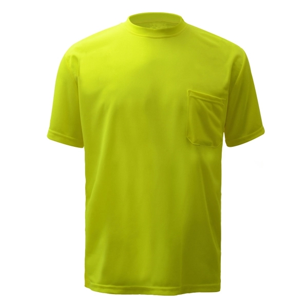 Short Sleeve Safety T-Shirt with Chest Pocket - Lime - Short Sleeve Safety T-Shirt with Chest Pocket - Lime - Image 2 of 3