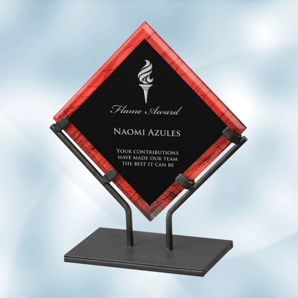 Red Galaxy Acrylic Plaque Award with Iron Stand - Large