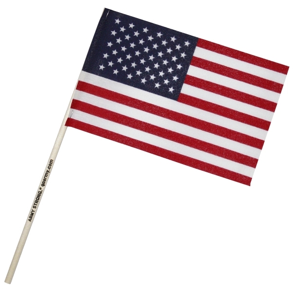 4" X 6" U.S. Cotton Flag on Imprinted 10" Wooden Staff - 4" X 6" U.S. Cotton Flag on Imprinted 10" Wooden Staff - Image 0 of 0