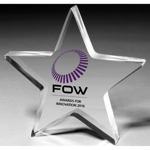 1/2" Thick Star Acrylic Paperweight - 5" x 5" x 1/2"