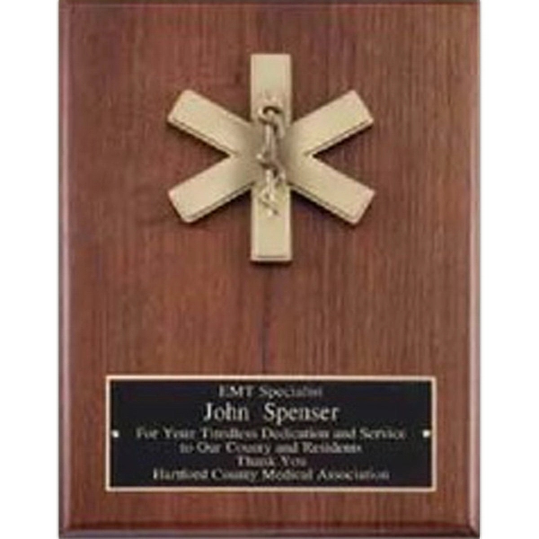 Genuine Walnut Plaque With EMT Casting And Plate - Genuine Walnut Plaque With EMT Casting And Plate - Image 0 of 0