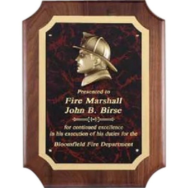 Genuine Walnut Plaque With Fireman Insignia - Genuine Walnut Plaque With Fireman Insignia - Image 0 of 0