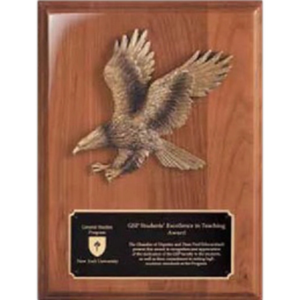 Walnut Piano Finish Plaque With Eagle Casting And Plate - Walnut Piano Finish Plaque With Eagle Casting And Plate - Image 0 of 0