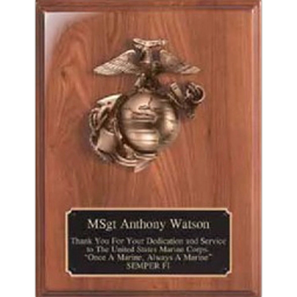 Walnut Piano Finish Plaque With Marine Casting And Plate - Walnut Piano Finish Plaque With Marine Casting And Plate - Image 0 of 0