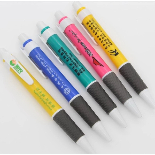 Classic plastic ballpoint pen with silicone grip - Classic plastic ballpoint pen with silicone grip - Image 0 of 6