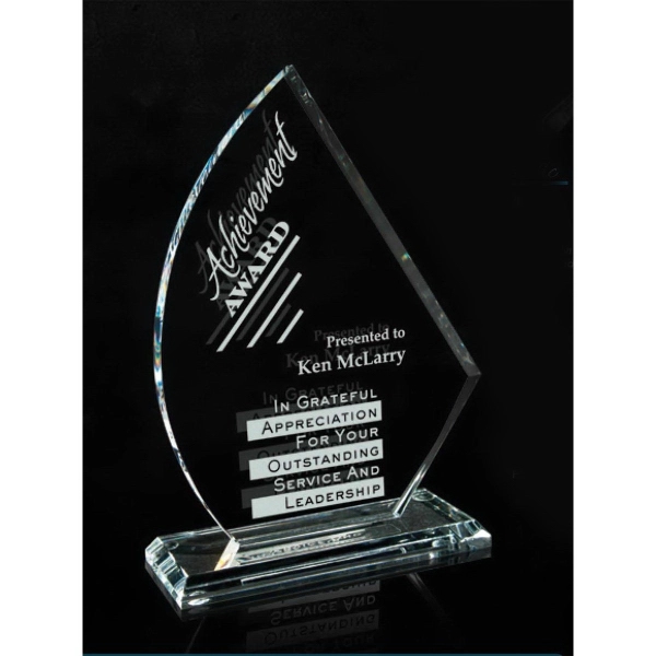 Crystal Award with Colorfill 7" - Crescentric - Etched - Crystal Award with Colorfill 7" - Crescentric - Etched - Image 0 of 1