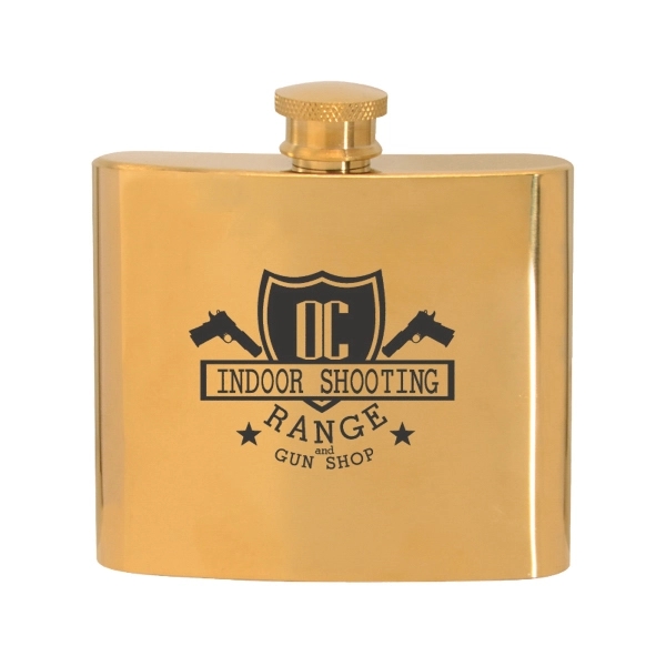 5 oz. Stainless Steel Gold Plated Hip Flask - 5 oz. Stainless Steel Gold Plated Hip Flask - Image 0 of 1