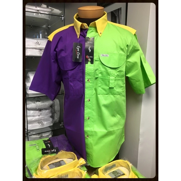 Mardi Gras Men's Fishing Shirt Short Sleeves - Mardi Gras Men's Fishing Shirt Short Sleeves - Image 1 of 1