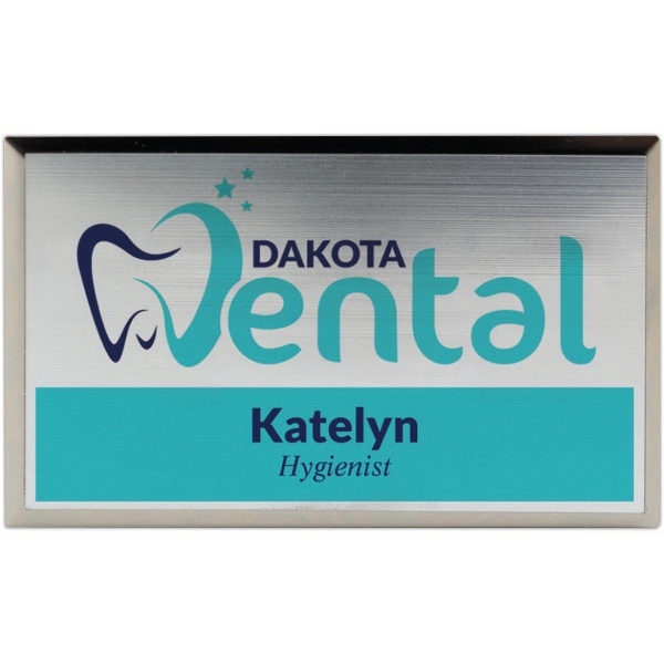 Metallic Full Color Name Badge 2" H X 3 1/2" W - Metallic Full Color Name Badge 2" H X 3 1/2" W - Image 0 of 0