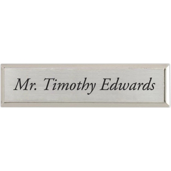 Silver Metallic Engraved Name Badge - Silver Metallic Engraved Name Badge - Image 0 of 1