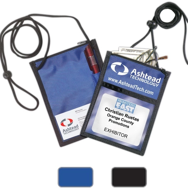 420D Polyester 5 Function Tradeshow Badgeholder & NeckWallet