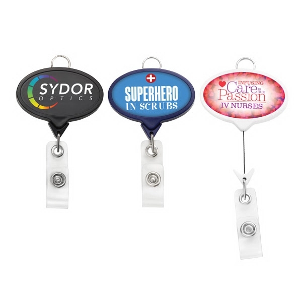 Custom JUMBO Oval Badge Reel w/Lanyard Attachment