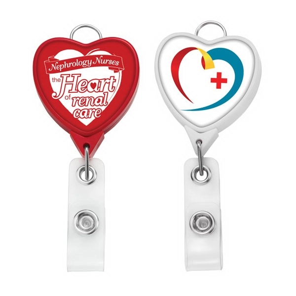Custom JUMBO Heart Badge Reel w/Lanyard Attachment