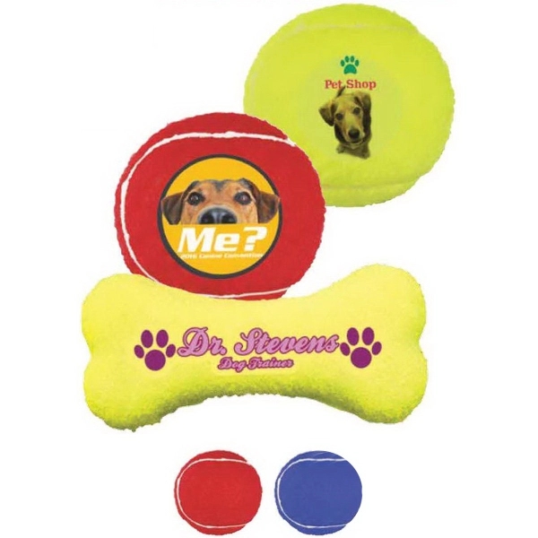Custom Full Color Transfer - Bone Shaped Toy Tennis Ball