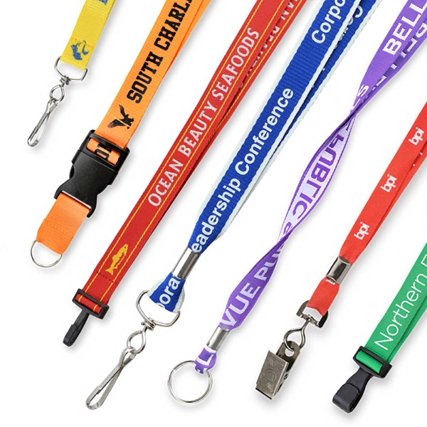 3/8" Custom Silkscreen Lanyards, Flat Ribbed Polyester - 3/8" Custom Silkscreen Lanyards, Flat Ribbed Polyester - Image 0 of 10